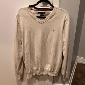 Tommy Hilfiger Premium Cotton VNeck Sweater Beige